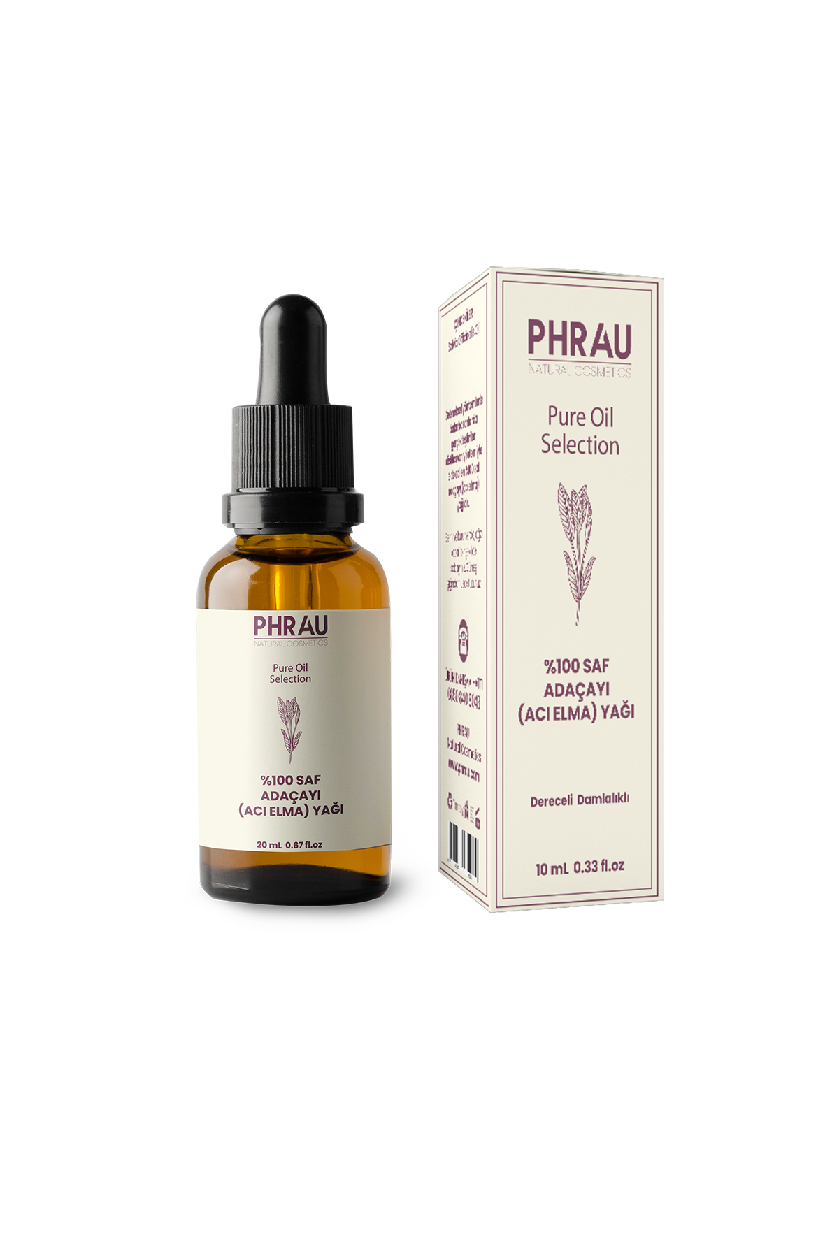 PHRAU %100 Saf ve Doğal Adaçayı (Acı Elma) Uçucu Yağı 20 ml