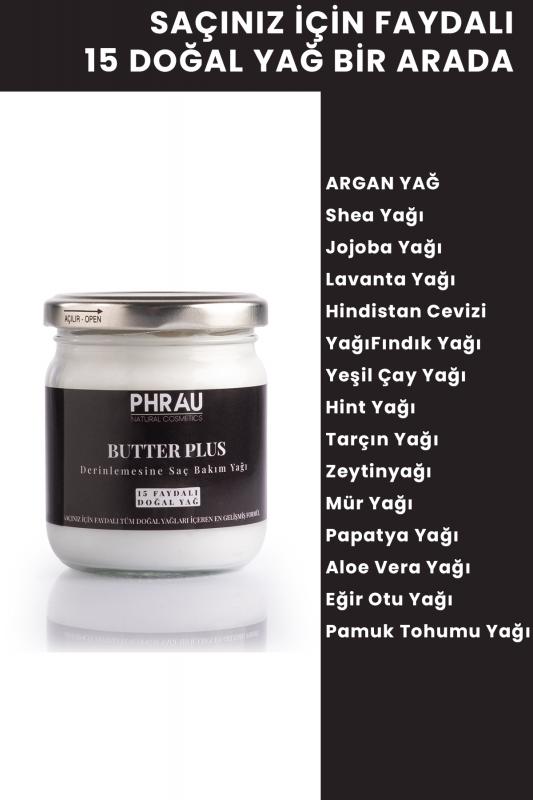 PHRAU Butter Plus Derinlemesine Saç Bakım Yağı (15 Doğal Yağ İçeren Besleyici ve Güçlendirici Formül)