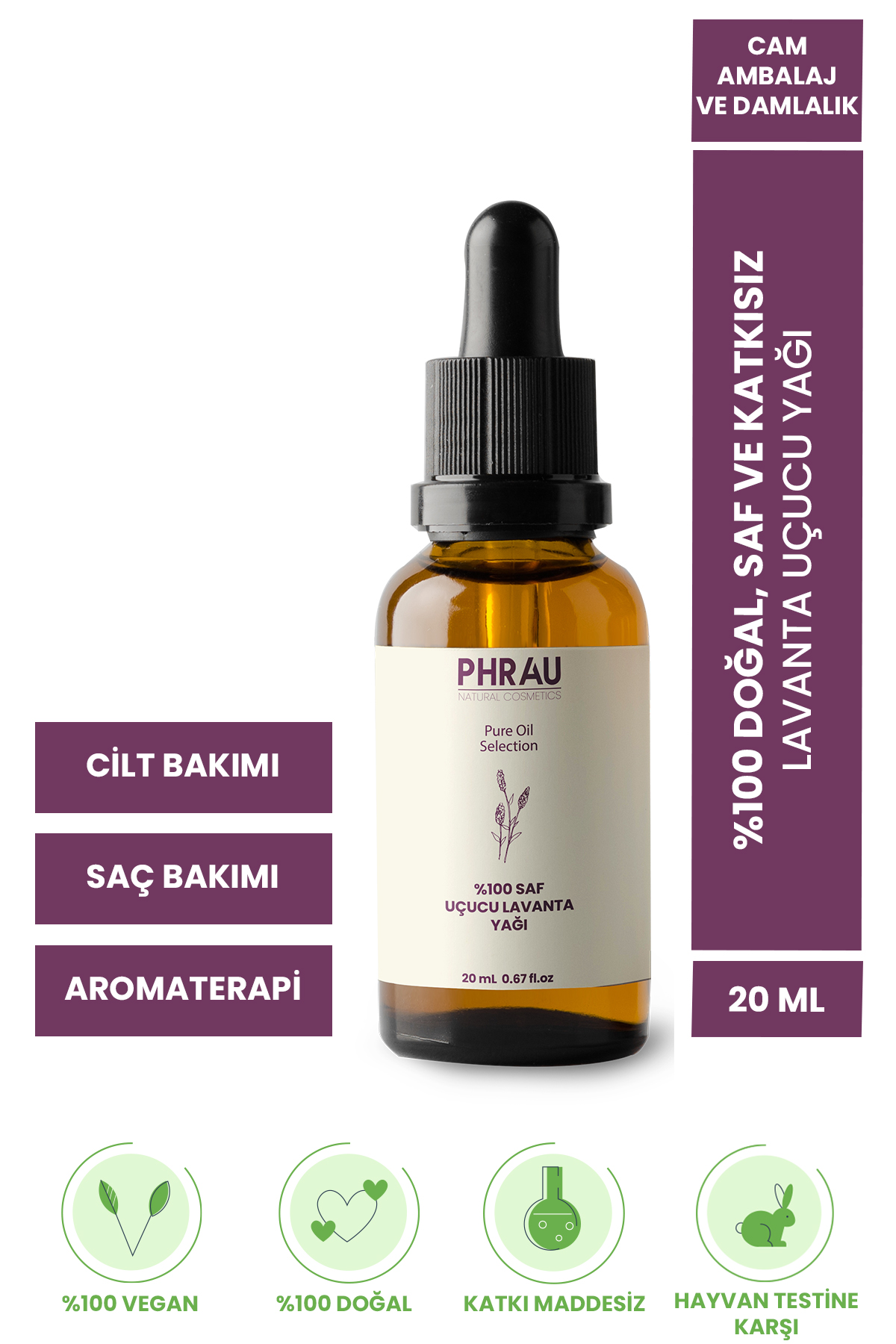 PHRAU %100 Saf ve Doğal Lavanta Uçucu Yağı 20ml
