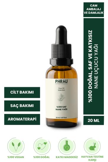PHRAU %100 Saf ve Doğal Nane Uçucu Yağı 20ml, Katkı Maddesi içermez, 