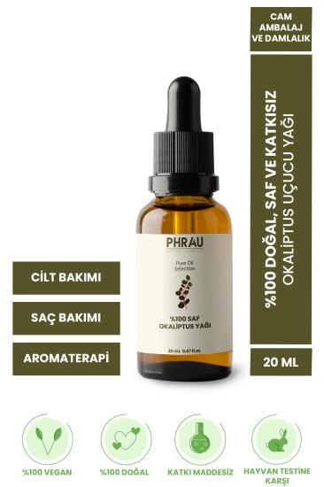PHRAU %100 Saf ve Doğal Okaliptus Uçucu Yağı 20 ml - Hiçbir Katkı Maddesi İçermez