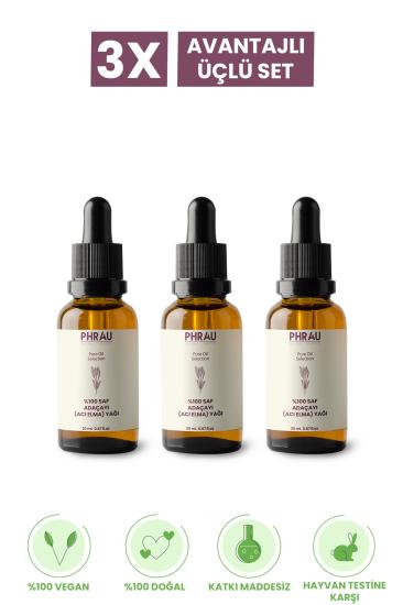 PHRAU %100 Saf Ve Doğal Adaçayı (acı Elma) Uçucu Yağı 20 Ml Avantajlı 3’lü Set