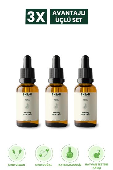 PHRAU %100 Saf Ve Doğal Nane Uçucu Yağı 20 Ml Avantajlı 3’lü Set